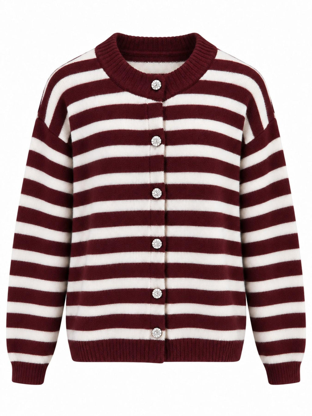 Cardigan a Maglia a Righe con Bottoni | Stile Casual
