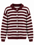 Cardigan a Maglia a Righe con Bottoni | Stile Casual
