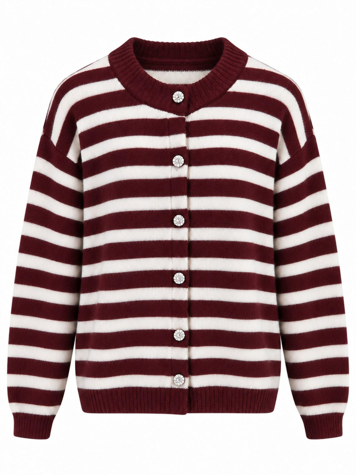 Cardigan a Maglia a Righe con Bottoni | Stile Casual