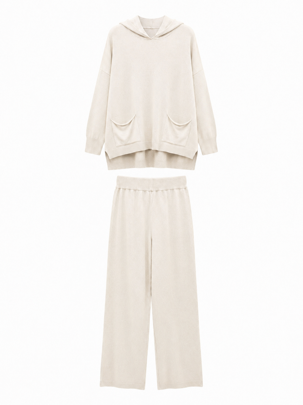Knitted Set with Hood and Wide-Leg Pants | Casual Style