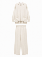 Knitted Set with Hood and Wide-Leg Pants | Casual Style