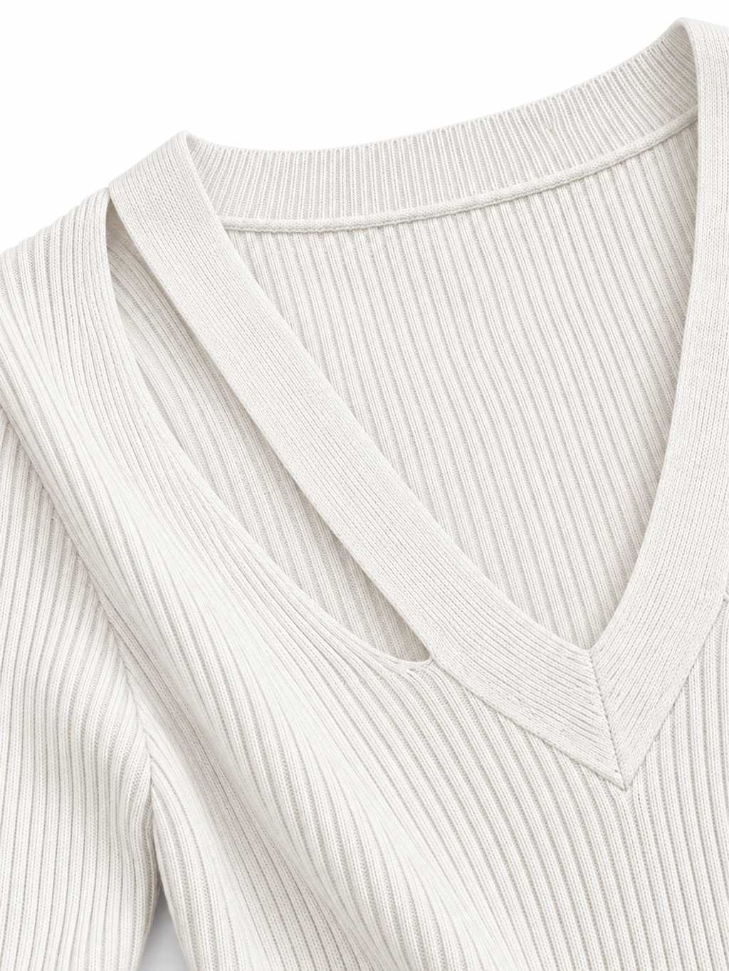 Maglia a Costine con Scollo a V e Maniche Lunghe | Stile Casual