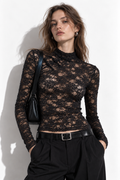 Top in Pizzo con Colletto Mandarino e Nodi | Stile Elegante