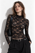 Top in Pizzo con Colletto Mandarino e Nodi | Stile Elegante