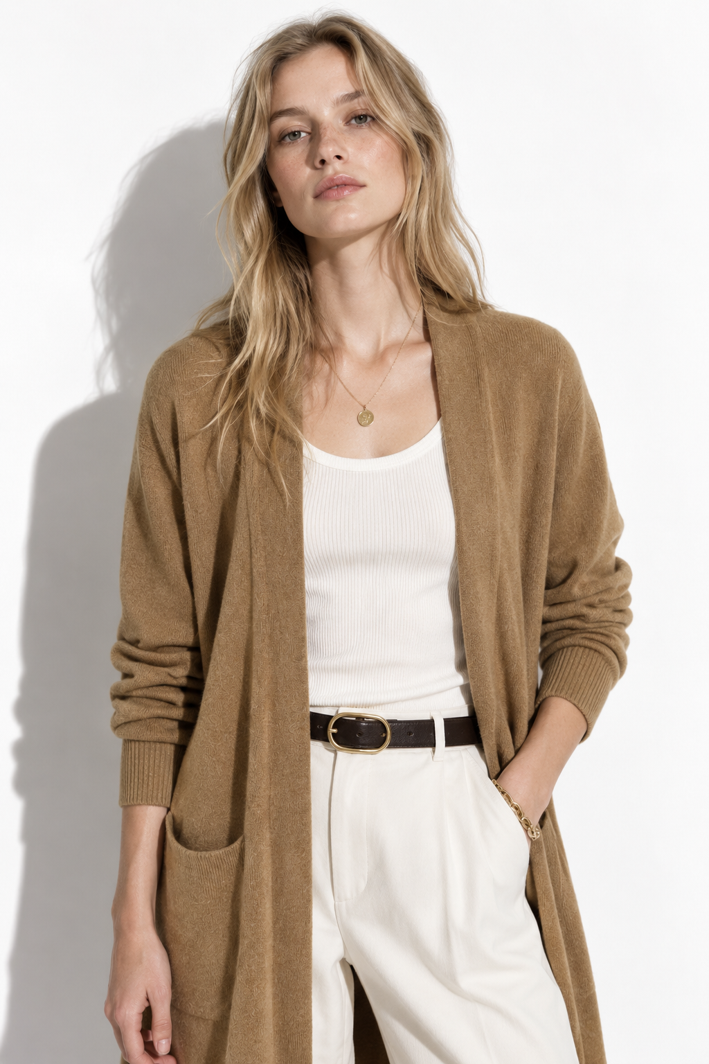 Cardigan Lungo a Maglia con Tasche | Stile Casual