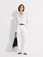 Camicia Loose a Righe Verticali con Tasca | Stile Casual