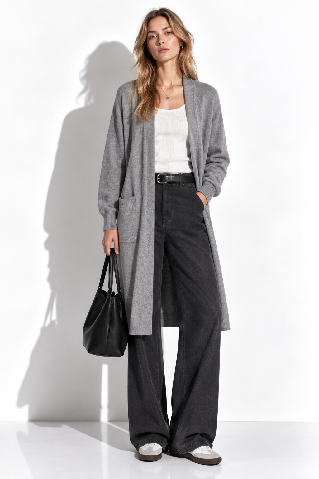 Cardigan Lungo a Maglia con Tasche | Stile Casual