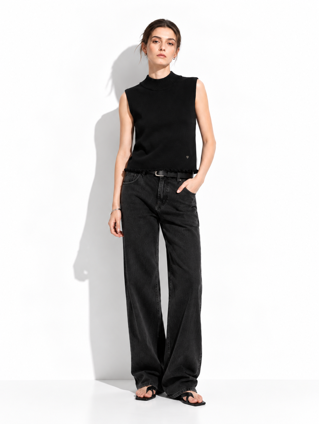 Top a Maglia Senza Maniche con Collo Alto | Stile Casual