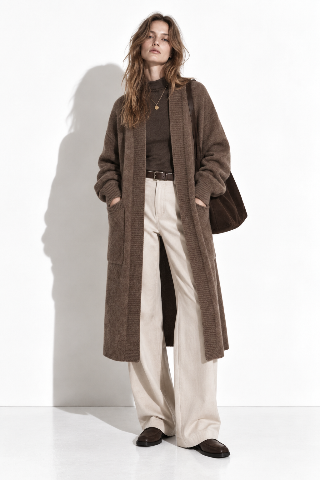 Cardigan Lungo a Maglia con Tasche | Stile Casual