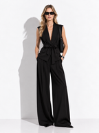 Completo con Gilet Senza Maniche e Pantaloni Palazzo | Eleganza Moderna