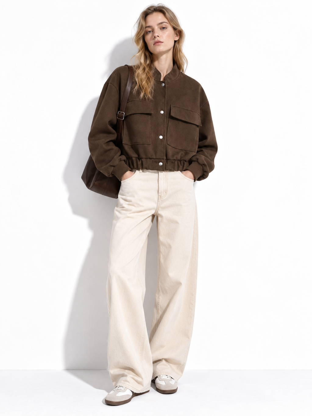 Giacca Corta con Collo Alto e Grandi Tasche | Stile Casual