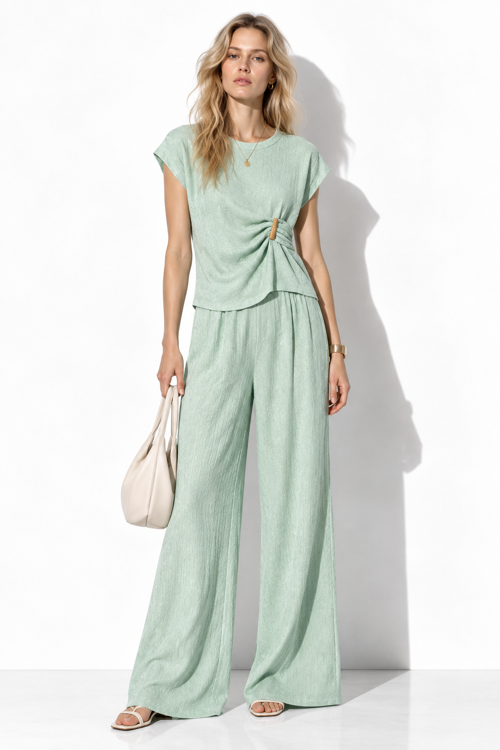 Completo Tessuto con Top e Pantaloni Largo | Look Casual Chic