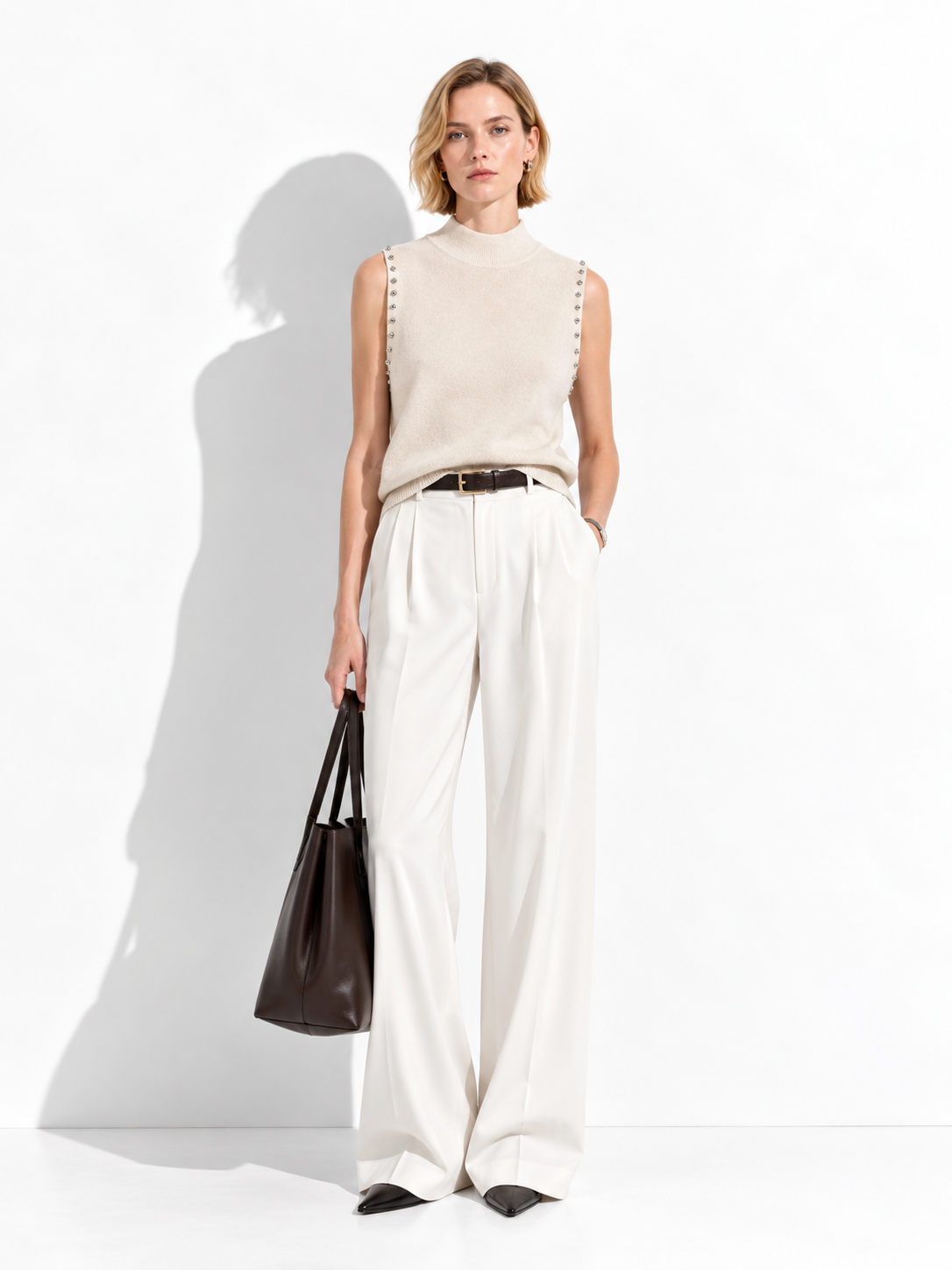 Top a Maglia Senza Maniche con Strass | Stile Elegante