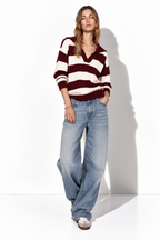 Maglia a Righe con Scollo a V e Maniche Lunghe | Stile Casual