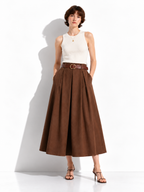 Gonna a Vita Alta Svasata con Elastico e Cintura | Stile Elegante