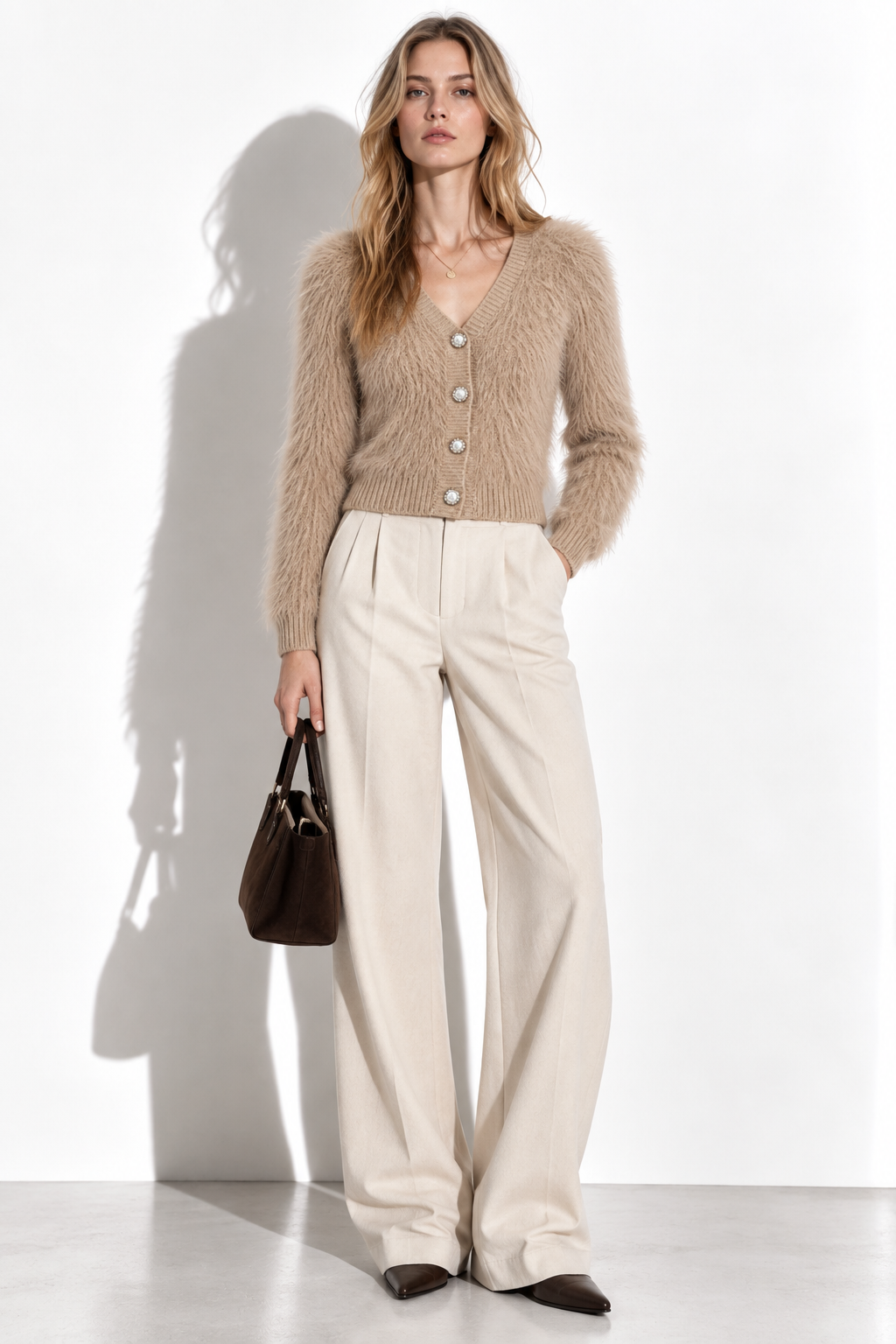 Cardigan a Maglia con Scollo a V e Bottoni | Stile Casual