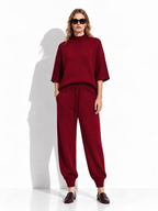 Knitted Set with High Neck and Drawstring | Casual Style