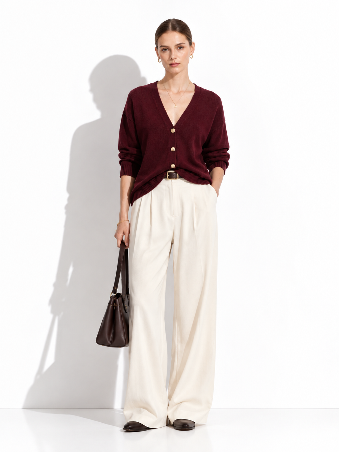 Cardigan a Maglia con Scollo a V e Bottoni | Stile Casual