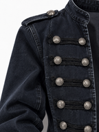 Giacca in Denim Lavato con Collo Alto e Bottoni | Stile Casual