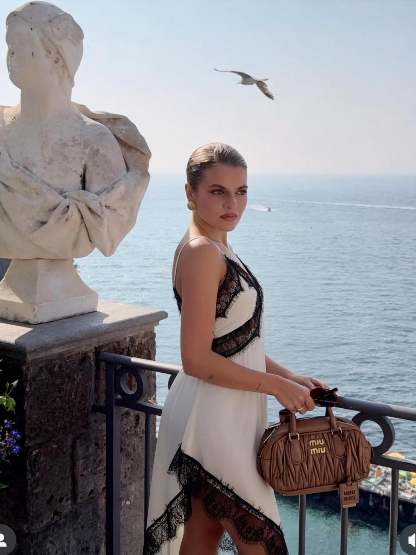 URBANREVERSE Lace Asymmetric Slip Dress Women Satin Night Dress Spaghetti Strap Lace Trim Dress Elegant Sexy Lingerie Style Mini Dress Party Club Outfit Chic Soft Fabric Summer Dress Made in Italy