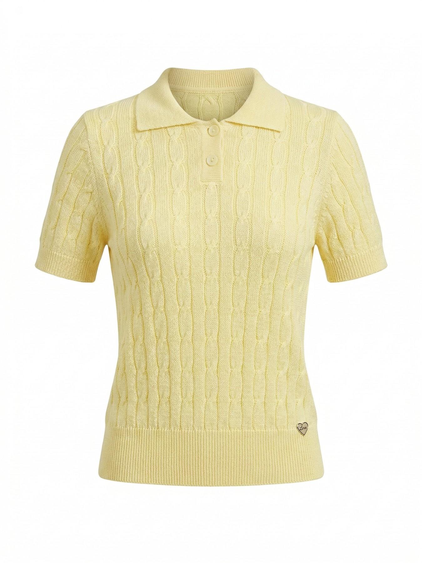 URBANREVERSE Women Knit Polo Shirt Short Sleeve Textured Viscose Blend Soft Touch Breathable Slim Fit Elegant Casual Chic Preppy Style Minimal Everyday Wear Refined Silhouette Lightweight Made in Italy
