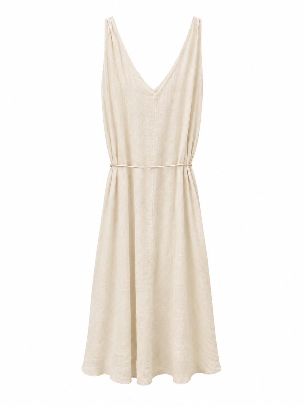 URBANREVERSE Women Lyocell Midi Maxi Dress Sleeveless V Neck A Line Dress with Rope Belt Lightweight Flowy Summer Holiday Dress Casual Elegant Beach Resort Wear Made in Italy