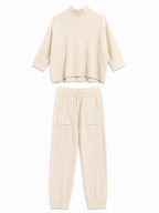 Knitted Set with High Neck and Drawstring | Casual Style