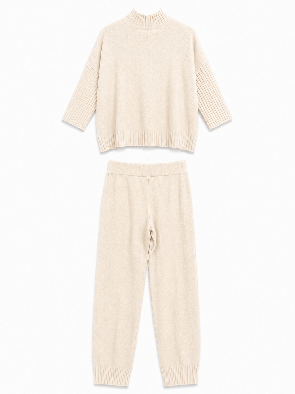 Knitted Set with High Neck and Drawstring | Casual Style