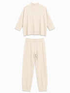 Knitted Set with High Neck and Drawstring | Casual Style