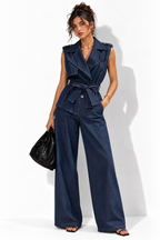 Completo in Denim con Gilet e Pantaloni a Gamba Larga