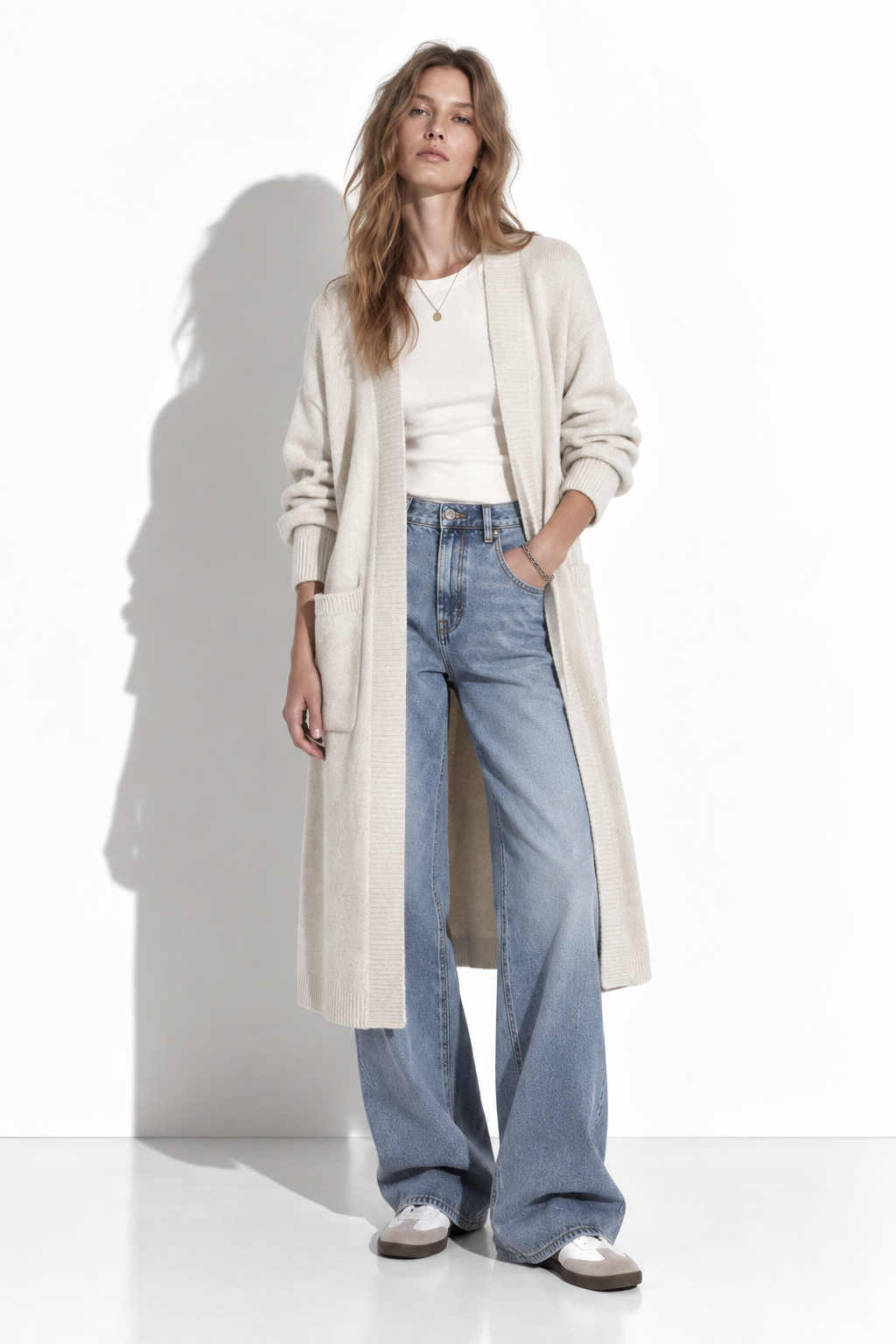 Cardigan Lungo a Maglia con Tasche | Stile Casual