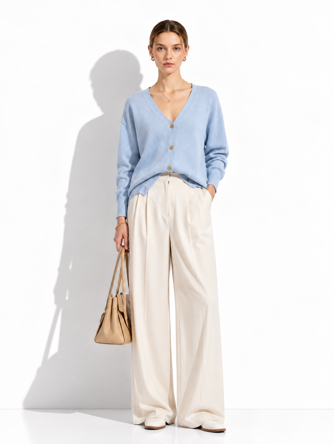 Cardigan a Maglia con Scollo a V e Bottoni | Stile Casual