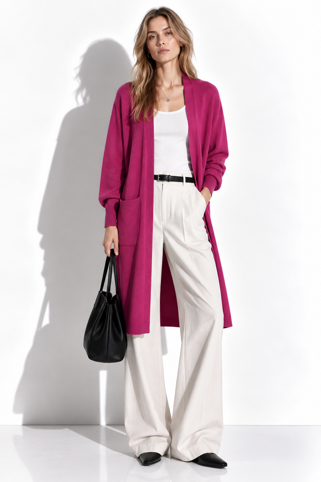 Cardigan Lungo a Maglia con Tasche | Stile Casual