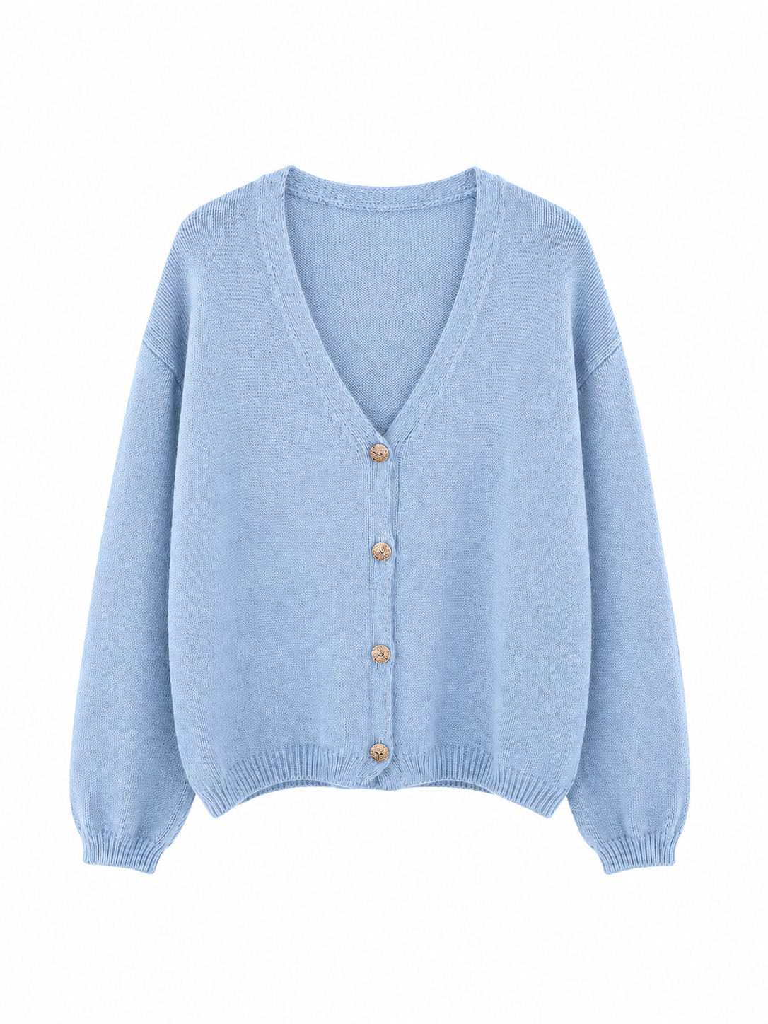 Cardigan a Maglia con Scollo a V e Bottoni | Stile Casual