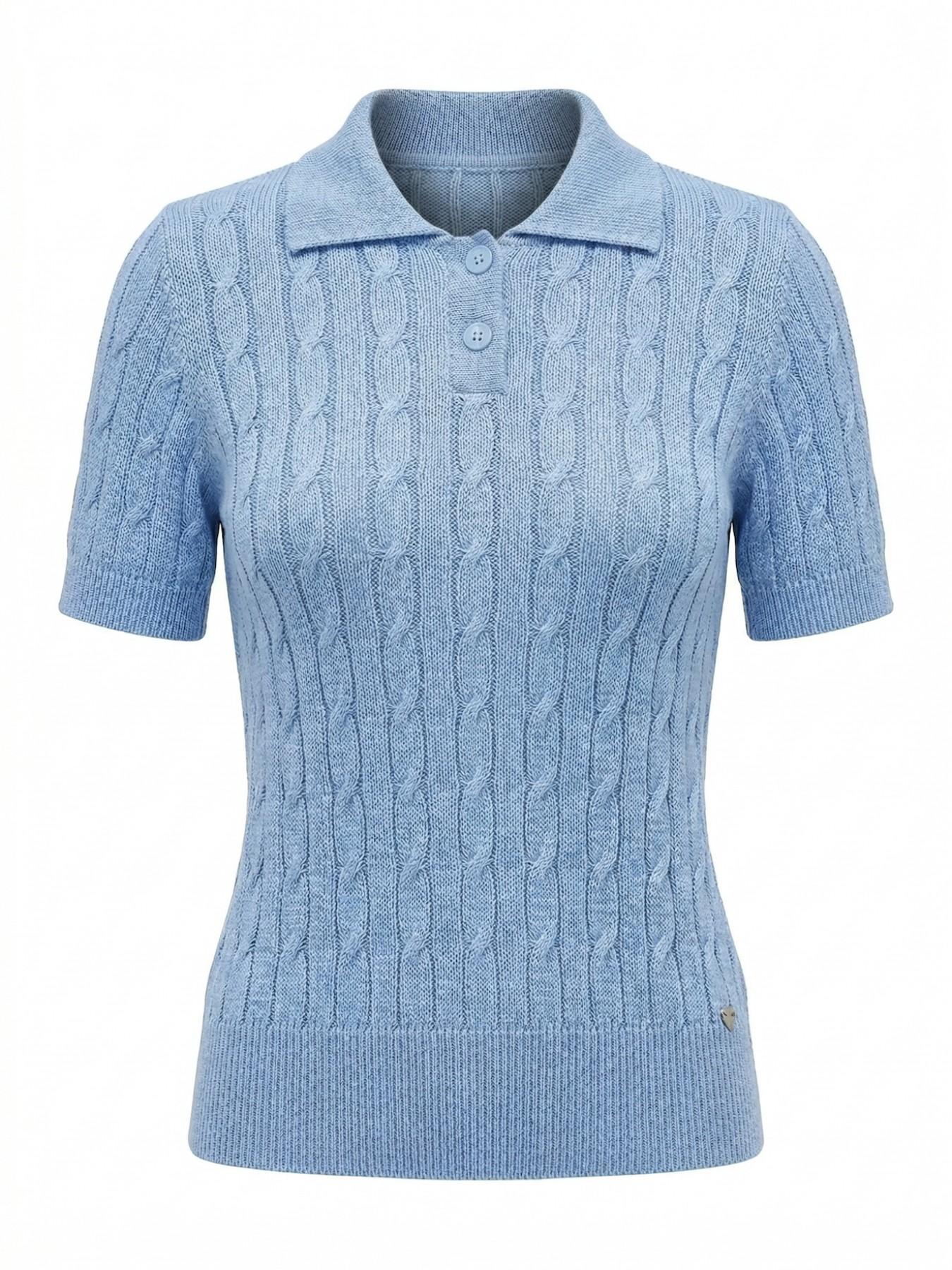 URBANREVERSE Women Knit Polo Shirt Short Sleeve Textured Viscose Blend Soft Touch Breathable Slim Fit Elegant Casual Chic Preppy Style Minimal Everyday Wear Refined Silhouette Lightweight Made in Italy