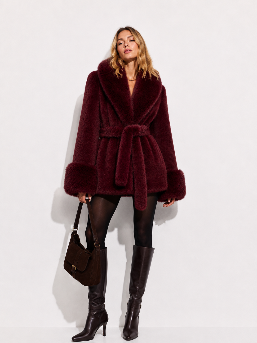 Cappotto Teddy in Pelliccia Sintetica con Cintura | Eleganza Invernale