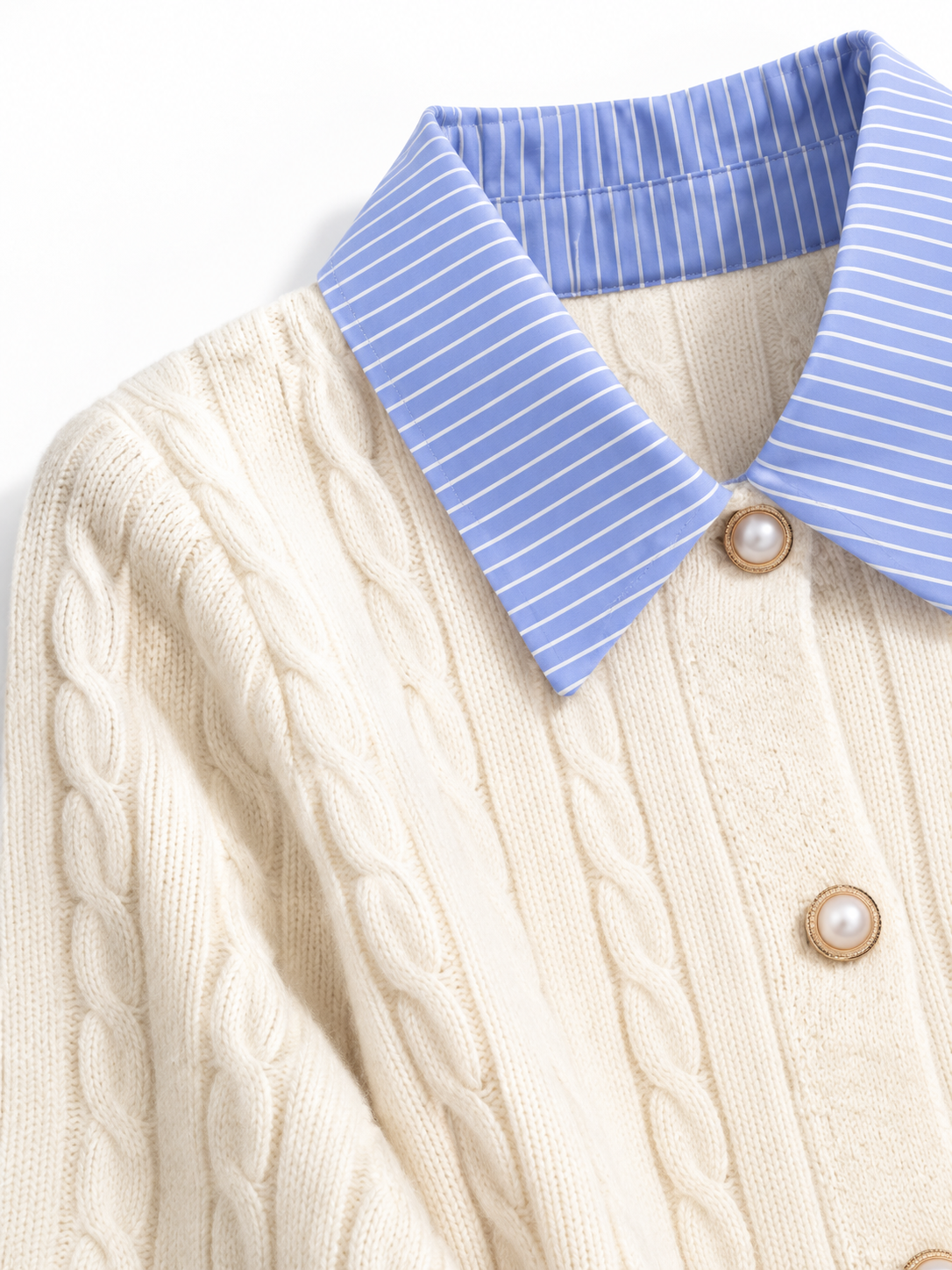 Cardigan a Maglia con Colletto a Righe | Stile Casual