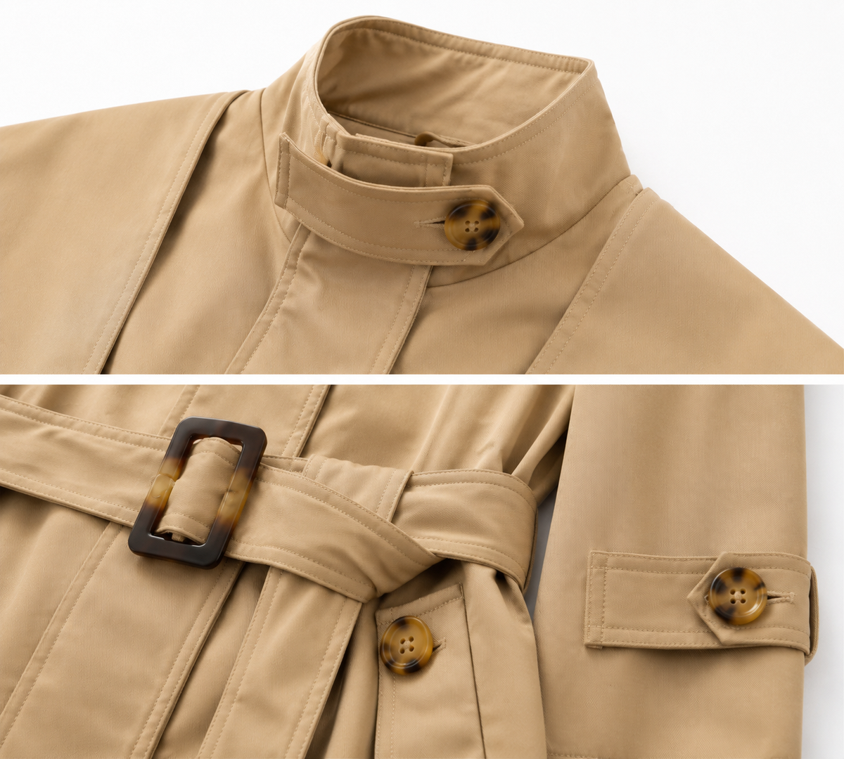 Cappotto Corto con Scollo Alto e Cintura | Stile Elegante