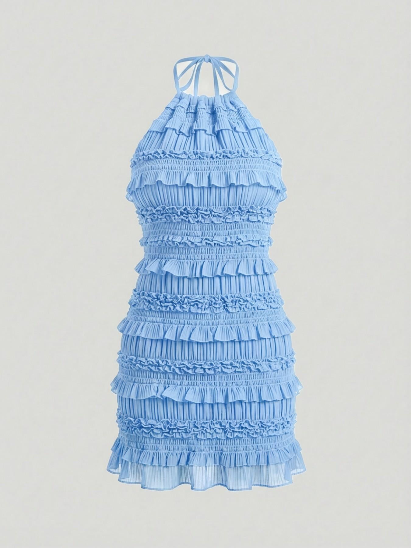 URBANREVERSE Mini Dress Halter Dress Women Backless Dress Ruffle Dress Bodycon Dress Sexy Dress Party Dress Clubwear Summer Dress Chic Elegant Outfit Fashion Trend Spring Summer Made in Italy