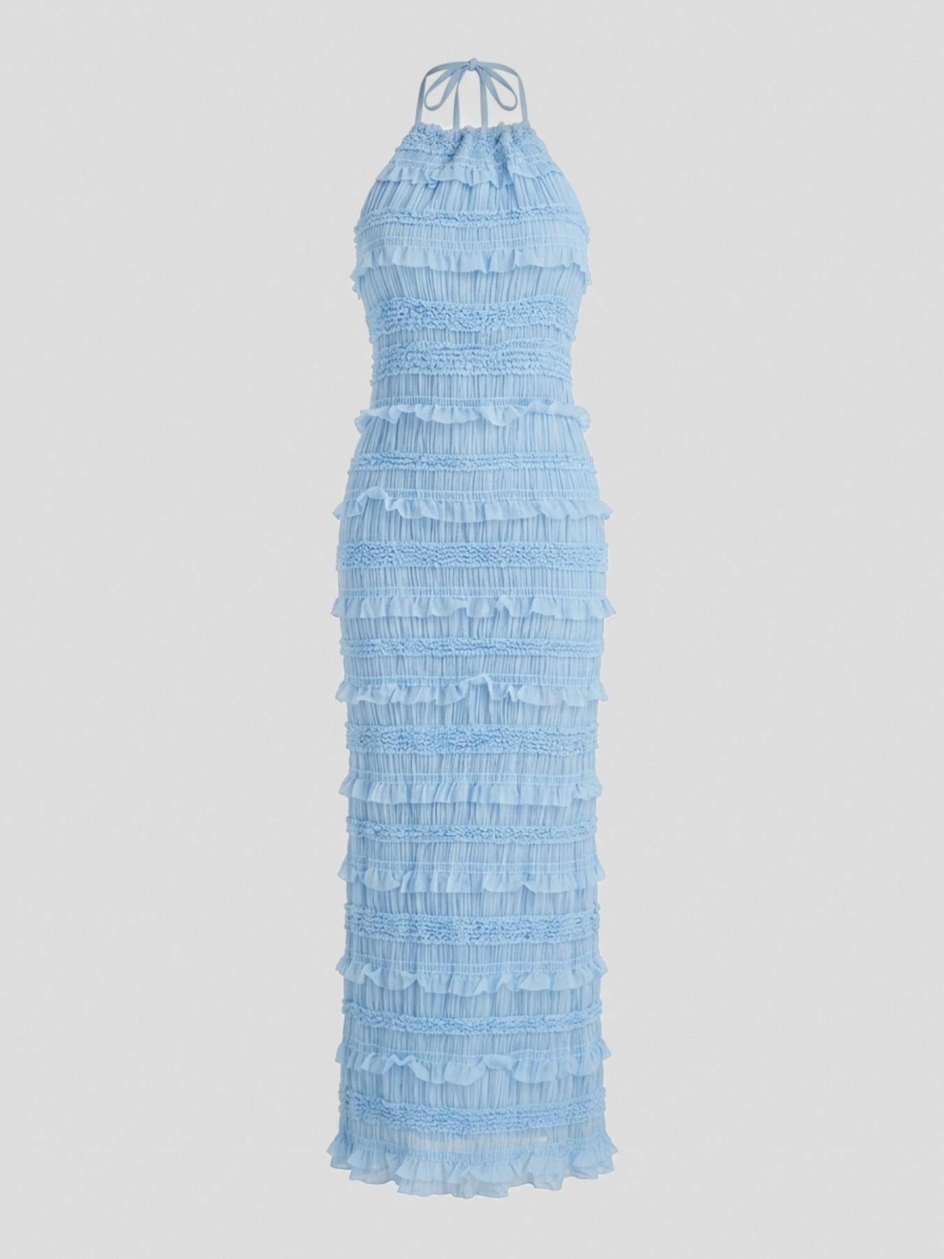 URBANREVERSE Maxi Dress Halter Dress Women Long Dress Backless Dress Ruffle Dress Bodycon Dress Elegant Dress Evening Dress Party Dress Summer Outfit Chic Style Fashion Trend Spring Summer Made in Italy