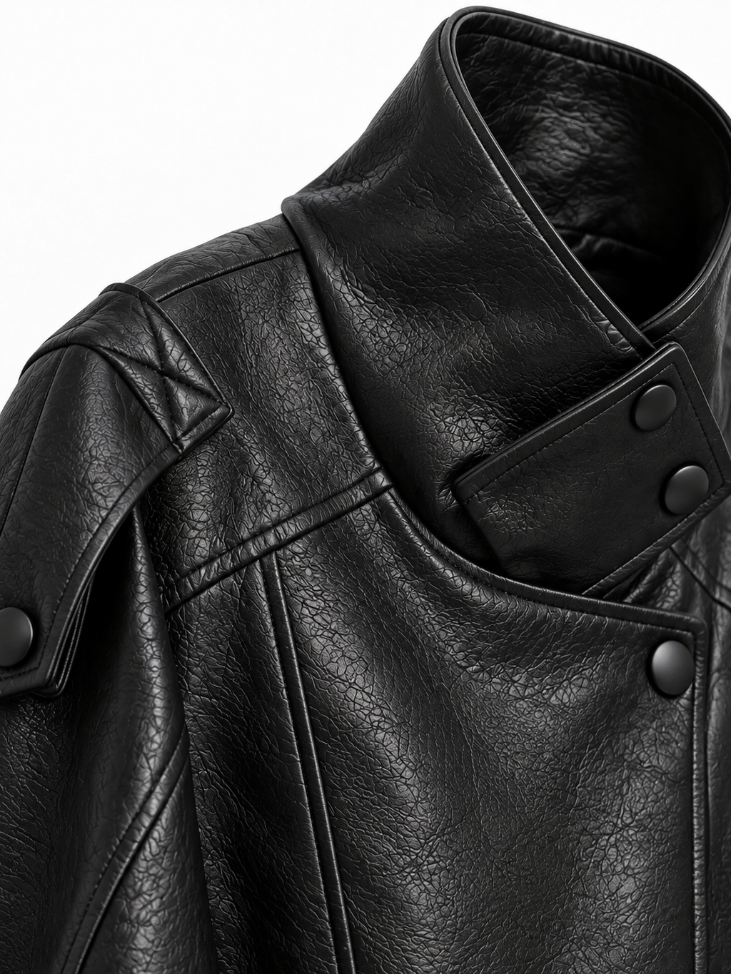 Giacca in Finta Pelle con Collo Alto | Stile Moto
