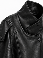 Giacca in Finta Pelle con Collo Alto | Stile Moto