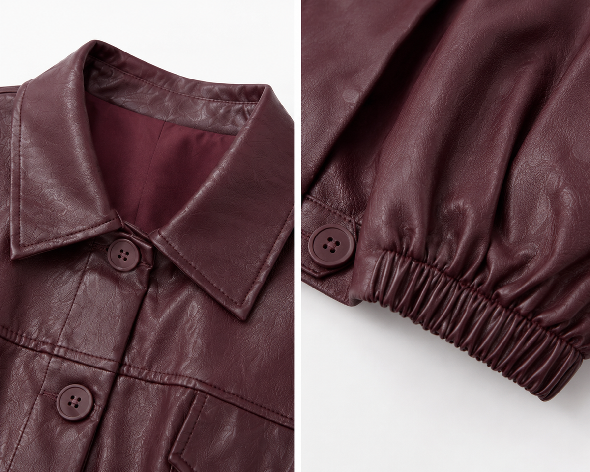Faux Leather Jacket with Chest Pocket | Casual Style
