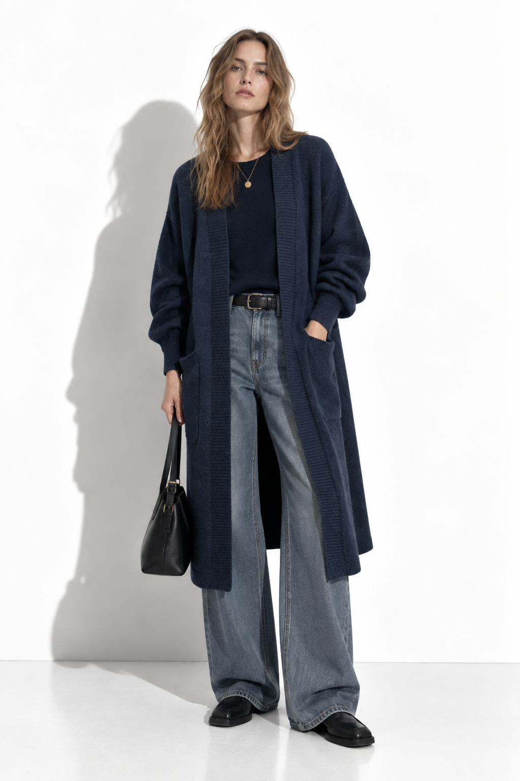 Cardigan Lungo a Maglia con Tasche | Stile Casual
