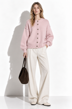 Cardigan a Maglia con Girocollo e Bottoni | Stile Casual