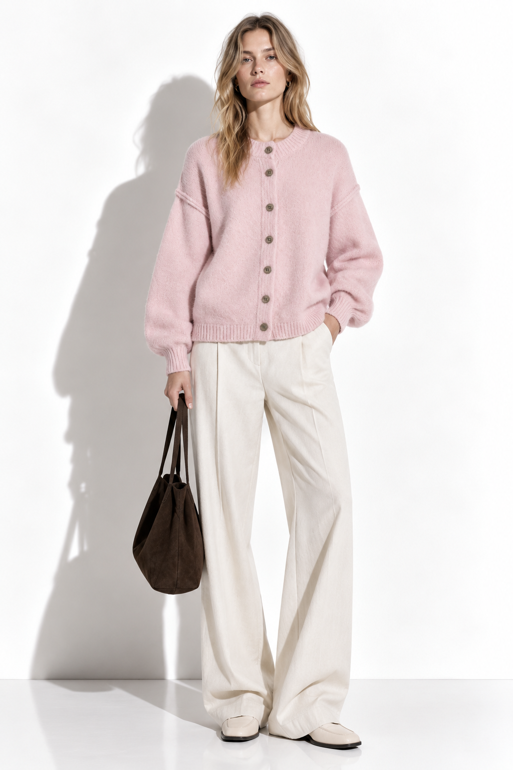 Cardigan a Maglia con Girocollo e Bottoni | Stile Casual