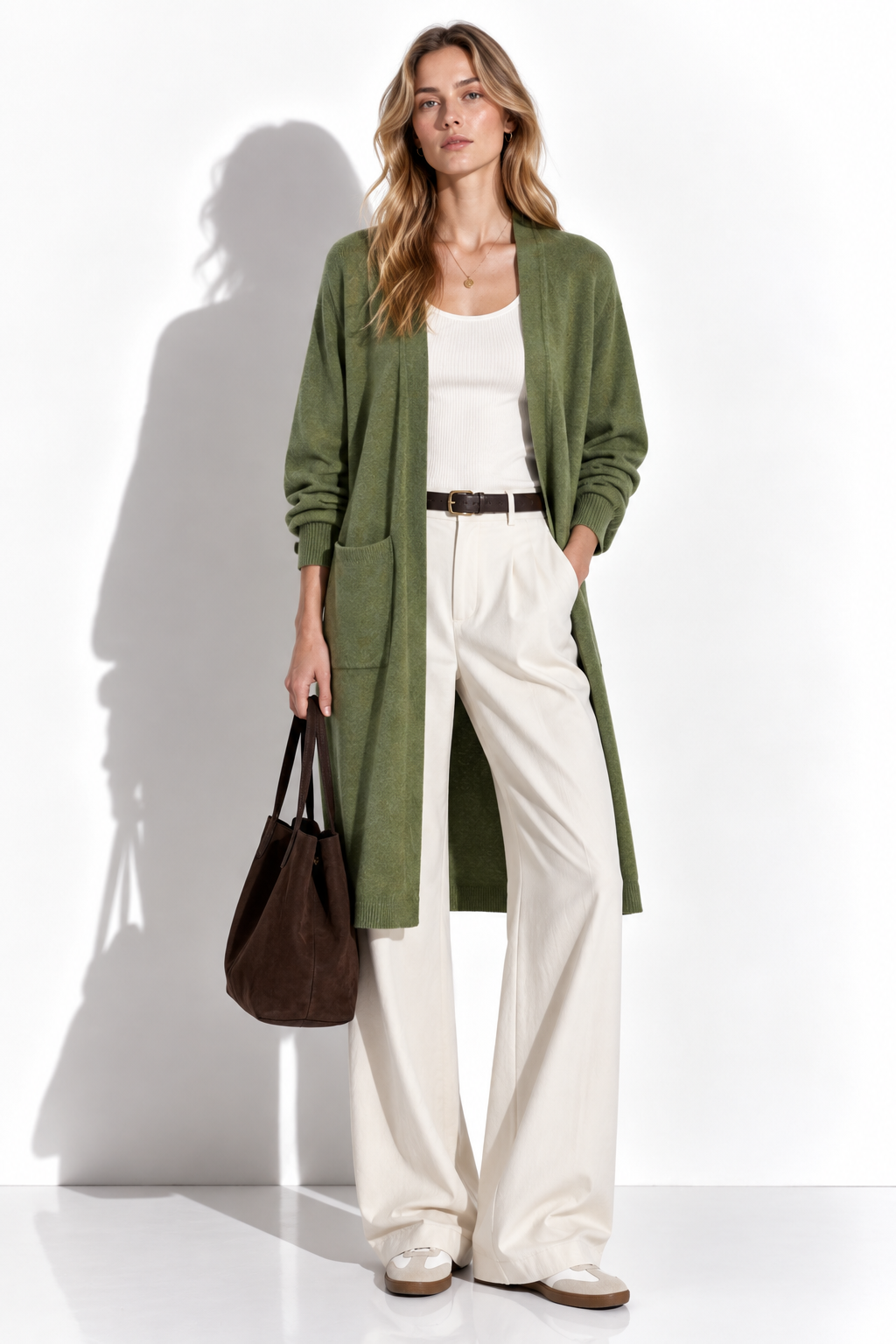 Cardigan Lungo a Maglia con Tasche | Stile Casual