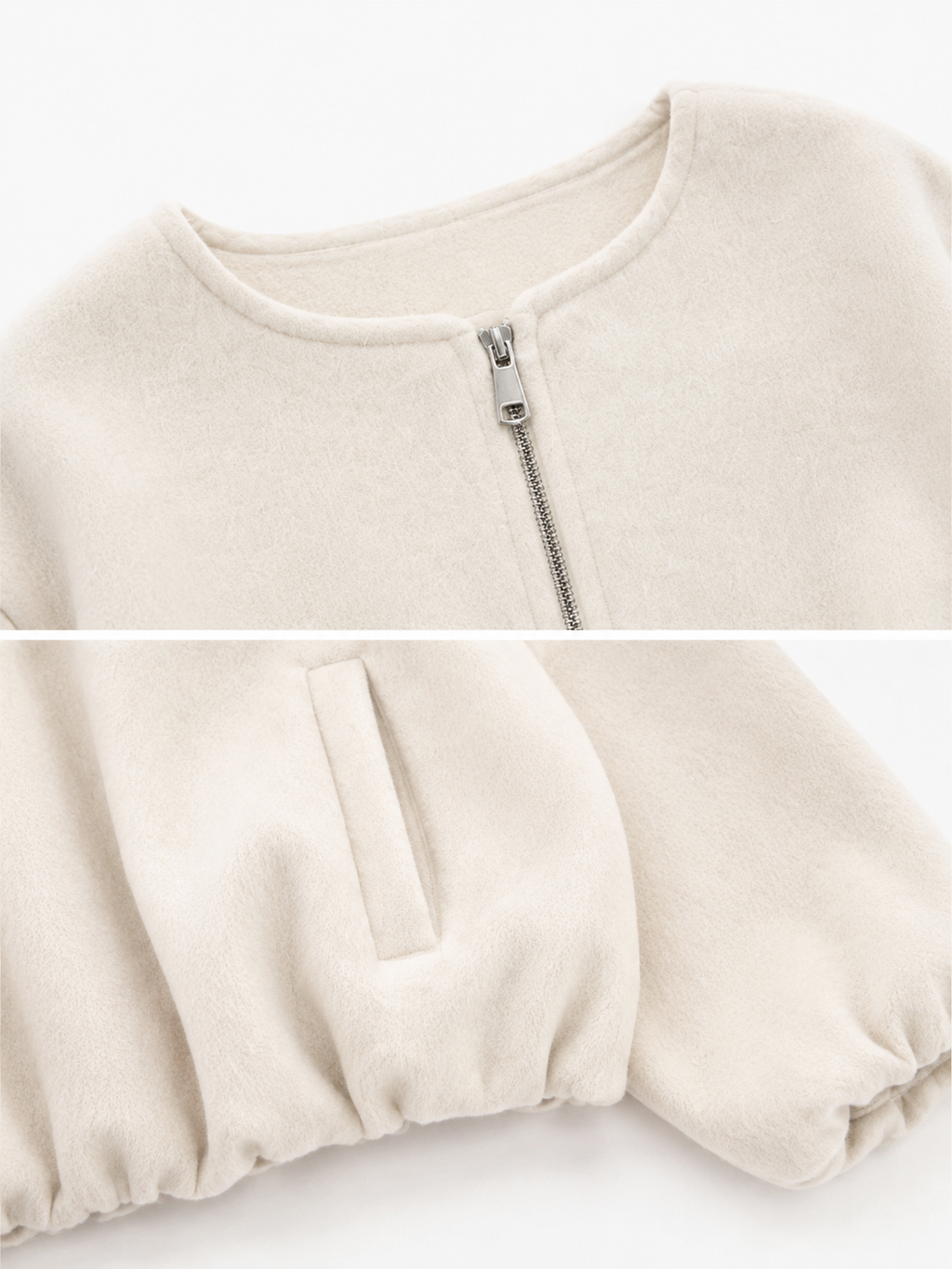 Giacca Corta con Collo Rotondo e Zip | Stile Elegante
