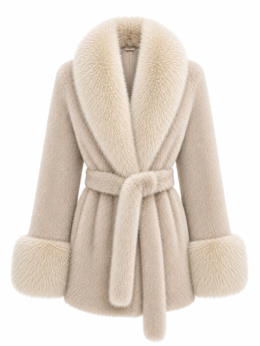 Cappotto Teddy in Pelliccia Sintetica con Cintura | Eleganza Invernale