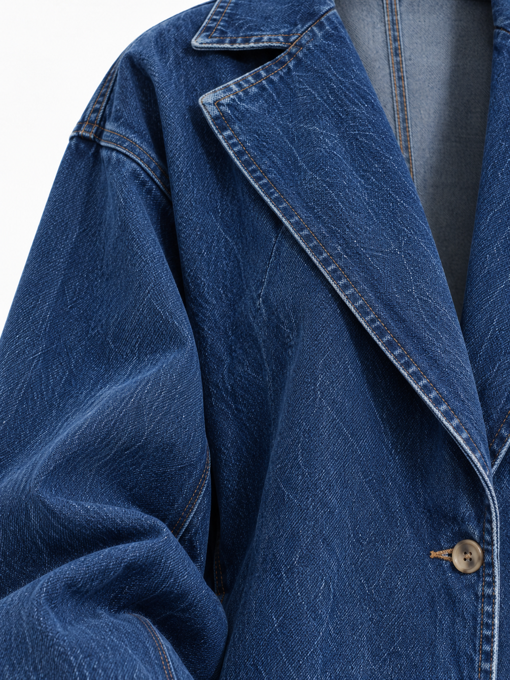 Cappotto Lungo in Denim Lavato con Collo a Risvolto | Stile Casual